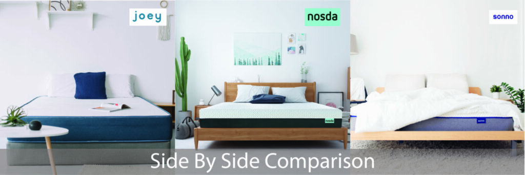 joey and sonno mattress comparison side by side