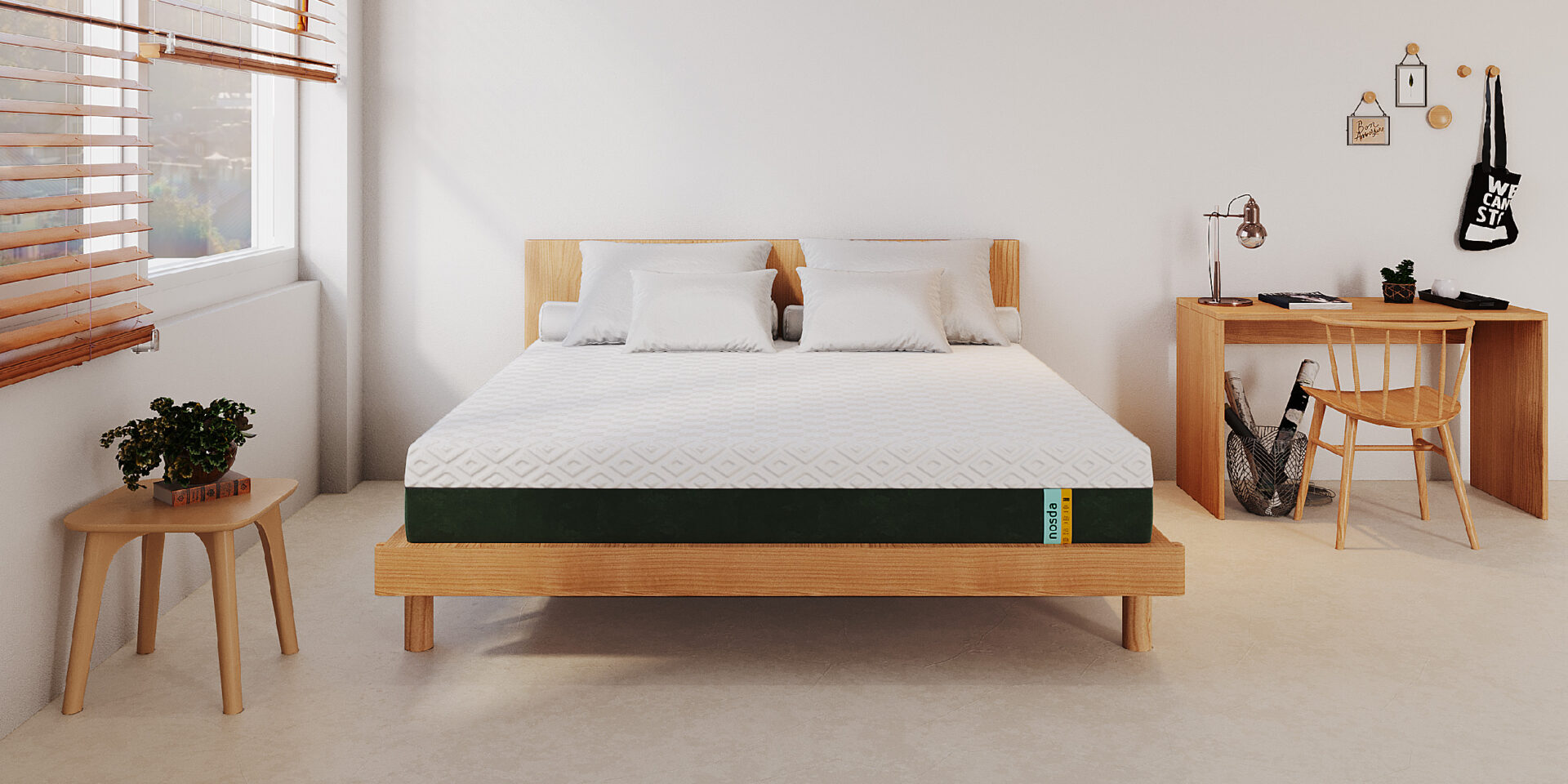 minimalist bed room with mattress with back pain